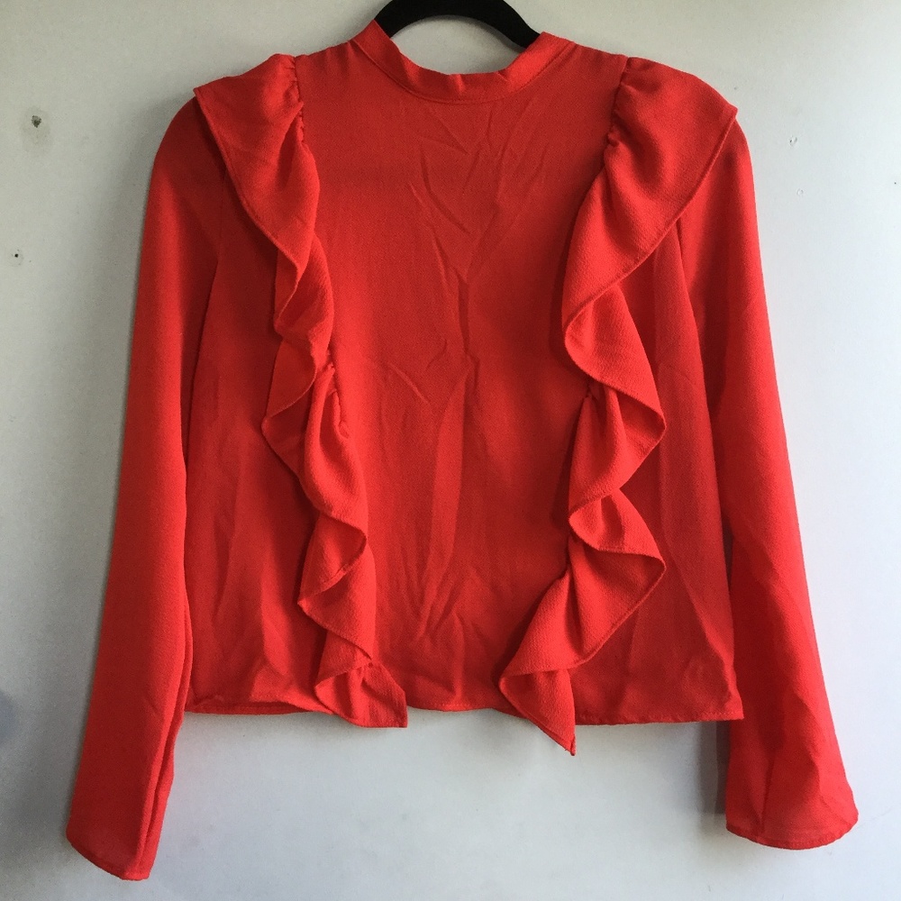 Red Ruffle Blouse
